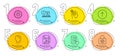 Star rating, Password encryption and Faq icons set. Swipe up, Thoughts and Calculator target signs. Vector