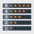 Star rating signs in flat style with numbers. Royalty Free Stock Photo