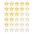 5 star rating template. Shining 3d realistic stars for your app. Vector illustration.