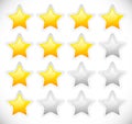 Star Rating Template Vector with rounded, Bright Stars