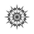 Star with rays white in space isolated, vector, black and white