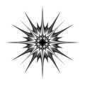 Star with rays white in space isolated, vector, black and white