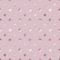 Star. Rose gold foil. Pink seamless pattern stars. Golden roses sparkle star foil. Glitter pattern. Elegant bling marble texture.