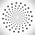 Star round elements, halftone rays isolated on white background. Black logo. Royalty Free Stock Photo