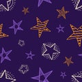 Seamless doodle hand drawn stars Royalty Free Stock Photo