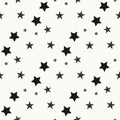 Star seamless pattern. Black and grey retro background. Chaotic elements. Abstract geometric shape texture. Effect of sky. Design Royalty Free Stock Photo