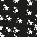 Star seamless pattern. Black and white retro background. Chaotic elements. Abstract geometric shape texture. Effect of sky. Design Royalty Free Stock Photo