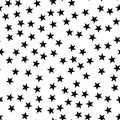 Star seamless pattern. Night, space or christmas theme. Flat vector background in black and white Royalty Free Stock Photo