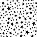 Star seamless pattern. Night, space or christmas theme. Flat vector background in black and white Royalty Free Stock Photo