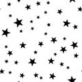 Star seamless pattern. Night, space or christmas theme. Flat vector background in black and white Royalty Free Stock Photo