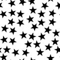 Star seamless pattern. Night, space or christmas theme. Flat vector background in black and white Royalty Free Stock Photo