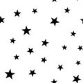 Star seamless pattern. Night, space or christmas theme. Flat vector background in black and white Royalty Free Stock Photo