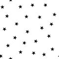 Star seamless pattern. Night, space or christmas theme. Flat vector background in black and white Royalty Free Stock Photo