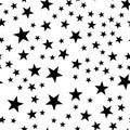 Star seamless pattern. Night, space or christmas theme. Flat vector background in black and white Royalty Free Stock Photo