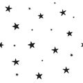 Star seamless pattern. Night, space or christmas theme. Flat vector background in black and white. Royalty Free Stock Photo