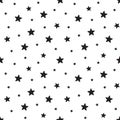 Star seamless pattern. Night, space or christmas theme. Flat vector background. Royalty Free Stock Photo