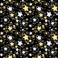 Star Seamless Pattern.Textile ink brush strokes texture in doodle grunge style.