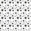 Star seamless pattern. White and black retro background. Chaotic elements. Abstract geometric shape texture. Effect of sky. Design Royalty Free Stock Photo