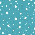 Star seamless pattern. White and blue retro background. Royalty Free Stock Photo