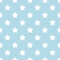 Star seamless pattern with white shapes isolated on blue background.