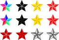 Star set, stars of different colors Royalty Free Stock Photo