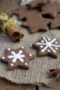 Star shape Christmas chocolate gingerbread Cookies Royalty Free Stock Photo