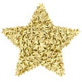 Star shape composed of small golden stars on white