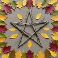 A star shape is formed using dried twigs, placed on a neutral-toned background Royalty Free Stock Photo