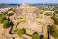 Star shaped bastions and outworks of Citadelle de Bitche, medieval fortress and stronghold near German border in Moselle Royalty Free Stock Photo