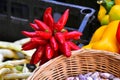 Star-shaped Bunch of Red Chillies on Fruit and Vegetable Stall, Pisa, Tuscany, Italy