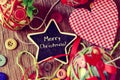 Star-shaped chalkboard with the text merry christmas Royalty Free Stock Photo