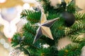 Star Shaped Christmas Decoration and Lights Royalty Free Stock Photo