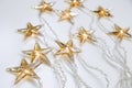 Star shaped Christmas lights against white background with copy space Royalty Free Stock Photo