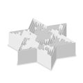 Star-shaped complicated gray labyrinth in isometric view on white