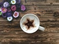 Star shaped design on a cappuccino coffee