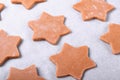 Star shaped dough for gingerbread shortbread cookies Royalty Free Stock Photo