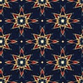 Star shaped geometric seamless pattern with art deco elements and Christmas holiday mood Royalty Free Stock Photo