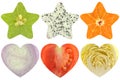 Star shaped and heart shaped fruit and vegetable