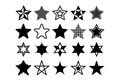 Star-shaped icons set. Various kinds of sets. Black icon on a white background.