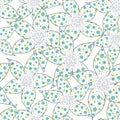 Star shaped outlined floral vector repeat pattern. Hand drawn illustration Royalty Free Stock Photo