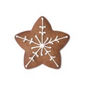 Star shaped traditional christmas gingerbread cookie isolated over white background Royalty Free Stock Photo