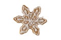 Star shaped traditional christmas gingerbread cookie isolated over white background Royalty Free Stock Photo