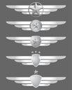 Star shield and wings emblems Royalty Free Stock Photo