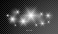 Star shine glow sparks, bright sparkle with lens flare effect. Vector Christmas shiny glitter star rays and white sun light Royalty Free Stock Photo