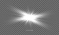 Star shine, sun light glow sparks, vector bright sparkles with lens flare effect. Isolated sun flash and starlight shiny rays Royalty Free Stock Photo