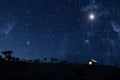 star shines over the manger of christmas of Jesus Christ. panorama