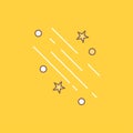 star, shooting star, falling, space, stars Flat Line Filled Icon. Beautiful Logo button over yellow background for UI and UX,