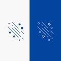 star, shooting star, falling, space, stars Line and Glyph web Button in Blue color Vertical Banner for UI and UX, website or Royalty Free Stock Photo