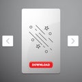 star, shooting star, falling, space, stars Line Icon in Carousal Pagination Slider Design & Red Download Button Royalty Free Stock Photo