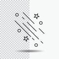 star, shooting star, falling, space, stars Line Icon on Transparent Background. Black Icon Vector Illustration